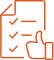 Document avec trois éléments de liste cochés et une main faisant un pouce levé, symbolisant la validation ou le succès.